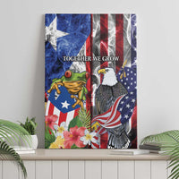 United States Puerto Rico Canvas Wall Art USA Eagle Coqui Drum Tropical Flowers - Wonder Print Shop
