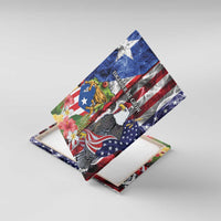 United States Puerto Rico Canvas Wall Art USA Eagle Coqui Drum Tropical Flowers - Wonder Print Shop