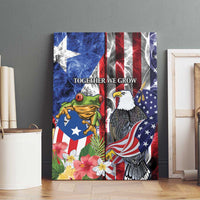 United States Puerto Rico Canvas Wall Art USA Eagle Coqui Drum Tropical Flowers - Wonder Print Shop