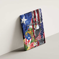 United States Puerto Rico Canvas Wall Art USA Eagle Coqui Drum Tropical Flowers - Wonder Print Shop