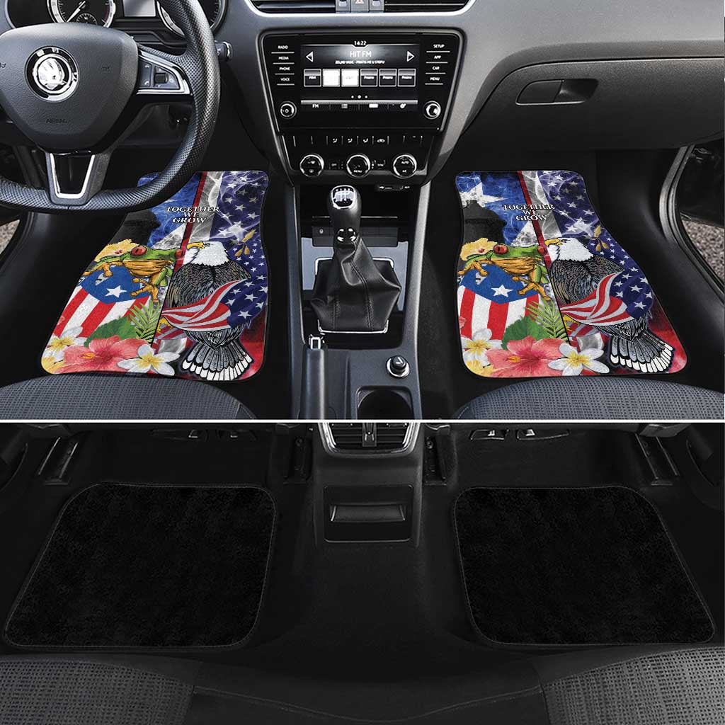 United States Puerto Rico Car Mats USA Eagle Coqui Drum Tropical Flowers - Wonder Print Shop