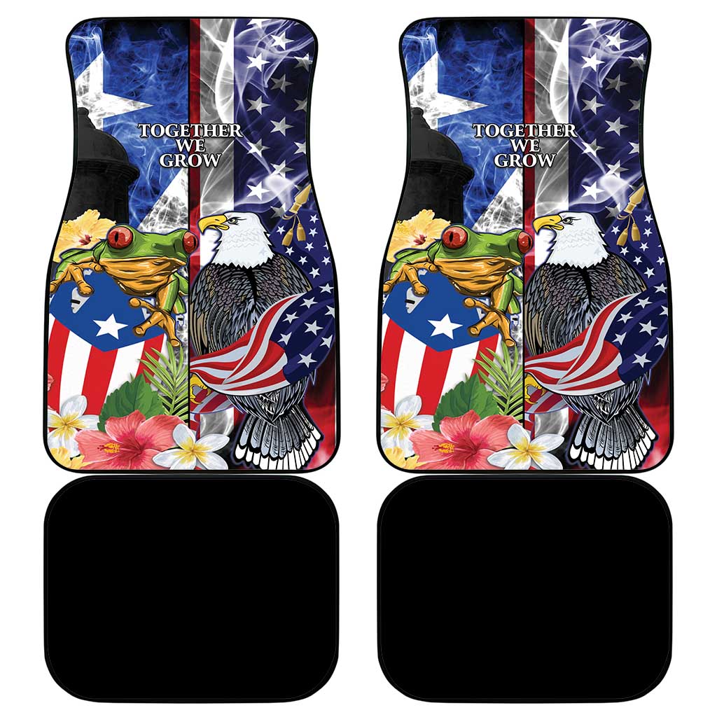 United States Puerto Rico Car Mats USA Eagle Coqui Drum Tropical Flowers - Wonder Print Shop