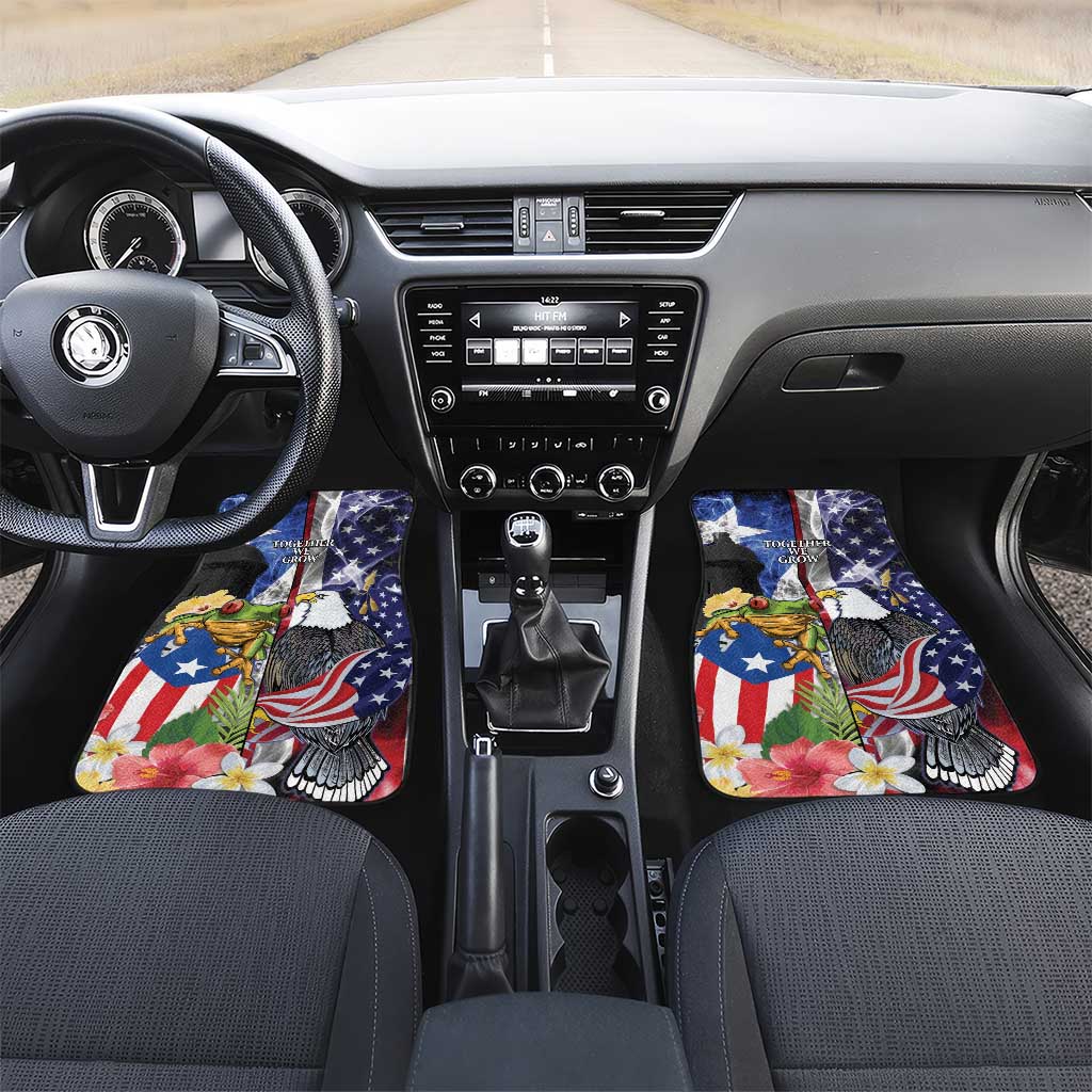 United States Puerto Rico Car Mats USA Eagle Coqui Drum Tropical Flowers - Wonder Print Shop