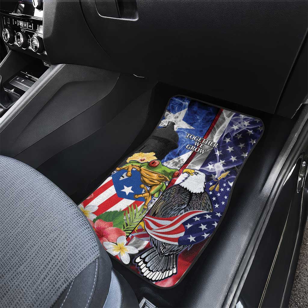 United States Puerto Rico Car Mats USA Eagle Coqui Drum Tropical Flowers - Wonder Print Shop