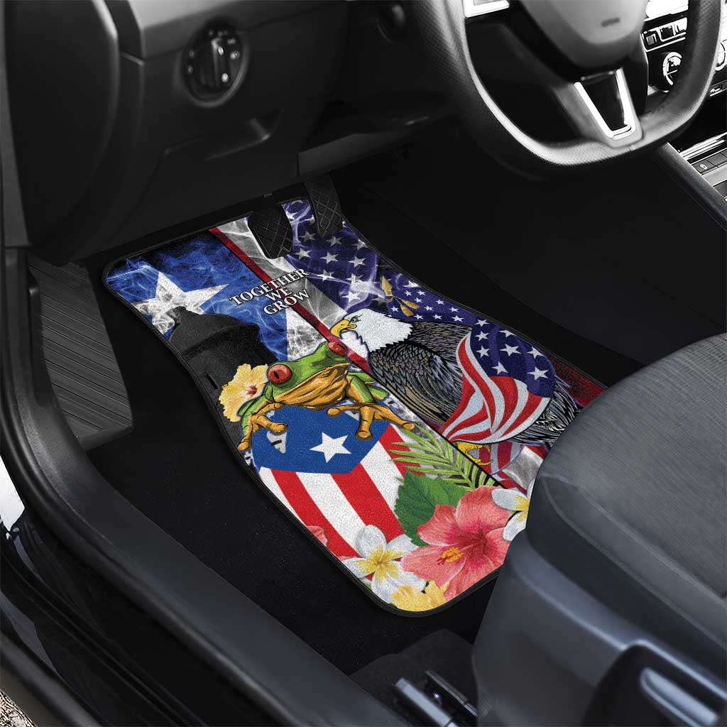 United States Puerto Rico Car Mats USA Eagle Coqui Drum Tropical Flowers - Wonder Print Shop