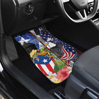 United States Puerto Rico Car Mats USA Eagle Coqui Drum Tropical Flowers - Wonder Print Shop