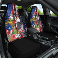 United States Puerto Rico Car Seat Cover USA Eagle Coqui Drum Tropical Flowers - Wonder Print Shop