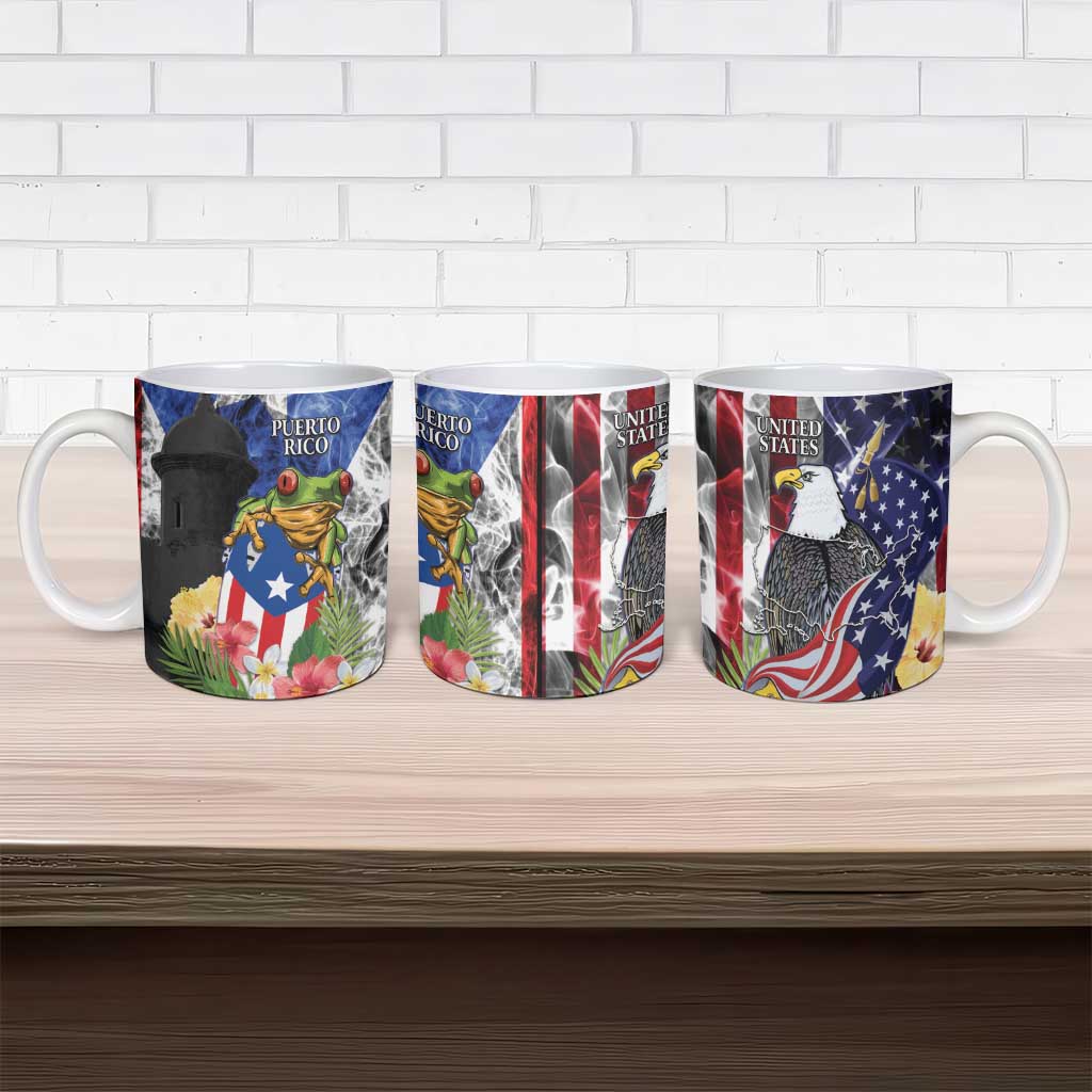 United States Puerto Rico Ceramic Mug USA Eagle Coqui Drum Tropical Flowers - Wonder Print Shop