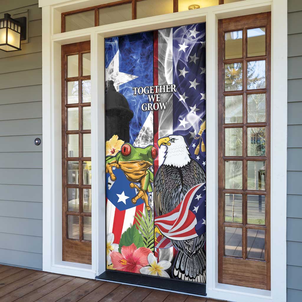 United States Puerto Rico Door Cover USA Eagle Coqui Drum Tropical Flowers - Wonder Print Shop