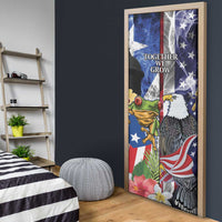 United States Puerto Rico Door Cover USA Eagle Coqui Drum Tropical Flowers - Wonder Print Shop