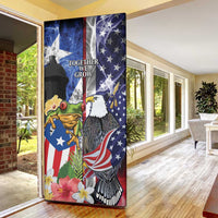 United States Puerto Rico Door Cover USA Eagle Coqui Drum Tropical Flowers - Wonder Print Shop