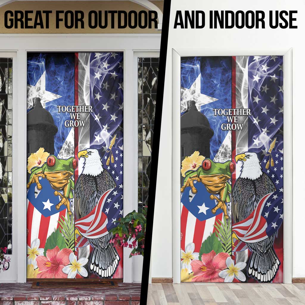 United States Puerto Rico Door Cover USA Eagle Coqui Drum Tropical Flowers - Wonder Print Shop