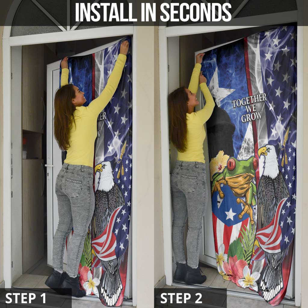 United States Puerto Rico Door Cover USA Eagle Coqui Drum Tropical Flowers - Wonder Print Shop