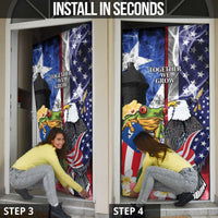 United States Puerto Rico Door Cover USA Eagle Coqui Drum Tropical Flowers - Wonder Print Shop