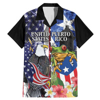 United States Puerto Rico Family Matching Mermaid Dress and Hawaiian Shirt USA Eagle Coqui Drum Tropical Flowers - Wonder Print Shop