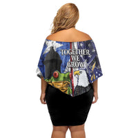 United States Puerto Rico Family Matching Off Shoulder Short Dress and Hawaiian Shirt USA Eagle Coqui Drum Tropical Flowers - Wonder Print Shop