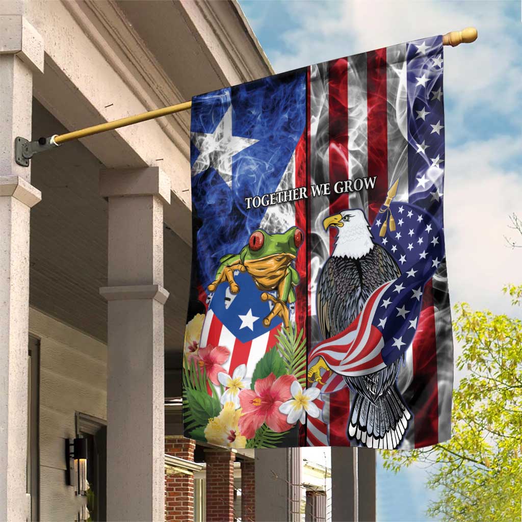 United States Puerto Rico Garden Flag USA Eagle Coqui Drum Tropical Flowers - Wonder Print Shop