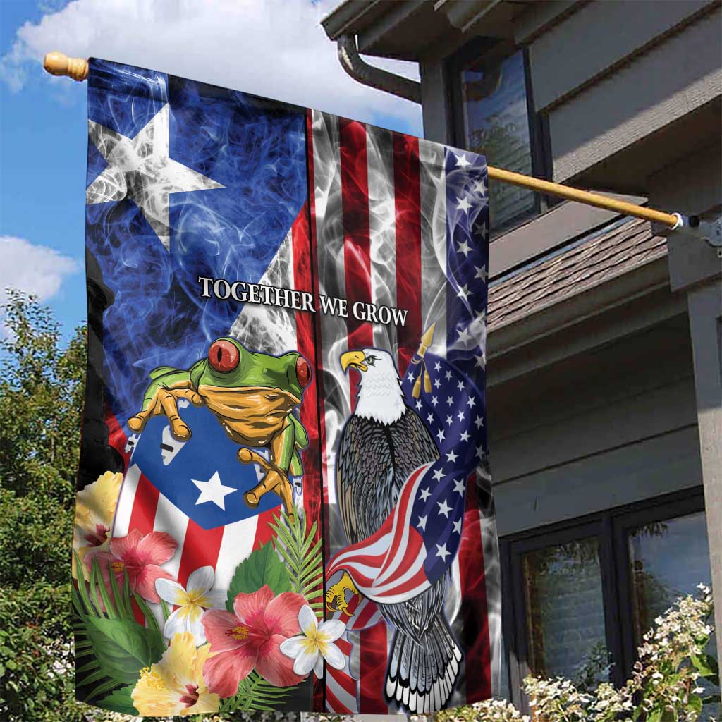United States Puerto Rico Garden Flag USA Eagle Coqui Drum Tropical Flowers - Wonder Print Shop