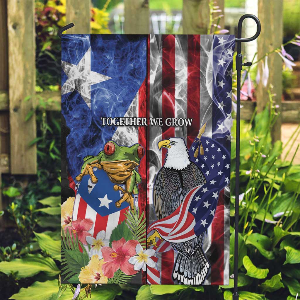United States Puerto Rico Garden Flag USA Eagle Coqui Drum Tropical Flowers - Wonder Print Shop