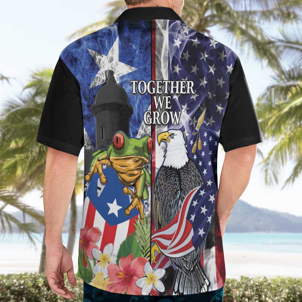 United States Puerto Rico Hawaiian Shirt USA Eagle Coqui Drum Tropical Flowers - Wonder Print Shop