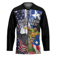 United States Puerto Rico Hockey Jersey USA Eagle Coqui Drum Tropical Flowers - Wonder Print Shop
