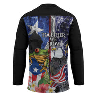 United States Puerto Rico Hockey Jersey USA Eagle Coqui Drum Tropical Flowers - Wonder Print Shop