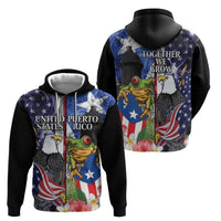 United States Puerto Rico Hoodie USA Eagle Coqui Drum Tropical Flowers - Wonder Print Shop