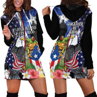 United States Puerto Rico Hoodie Dress USA Eagle Coqui Drum Tropical Flowers - Wonder Print Shop