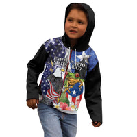 United States Puerto Rico Kid Hoodie USA Eagle Coqui Drum Tropical Flowers - Wonder Print Shop