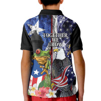 United States Puerto Rico Kid Polo Shirt USA Eagle Coqui Drum Tropical Flowers - Wonder Print Shop