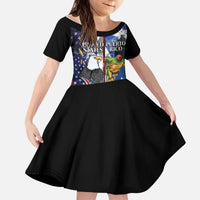 United States Puerto Rico Kid Short Sleeve Dress USA Eagle Coqui Drum Tropical Flowers - Wonder Print Shop