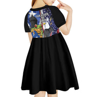 United States Puerto Rico Kid Short Sleeve Dress USA Eagle Coqui Drum Tropical Flowers - Wonder Print Shop