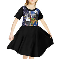 United States Puerto Rico Kid Short Sleeve Dress USA Eagle Coqui Drum Tropical Flowers - Wonder Print Shop