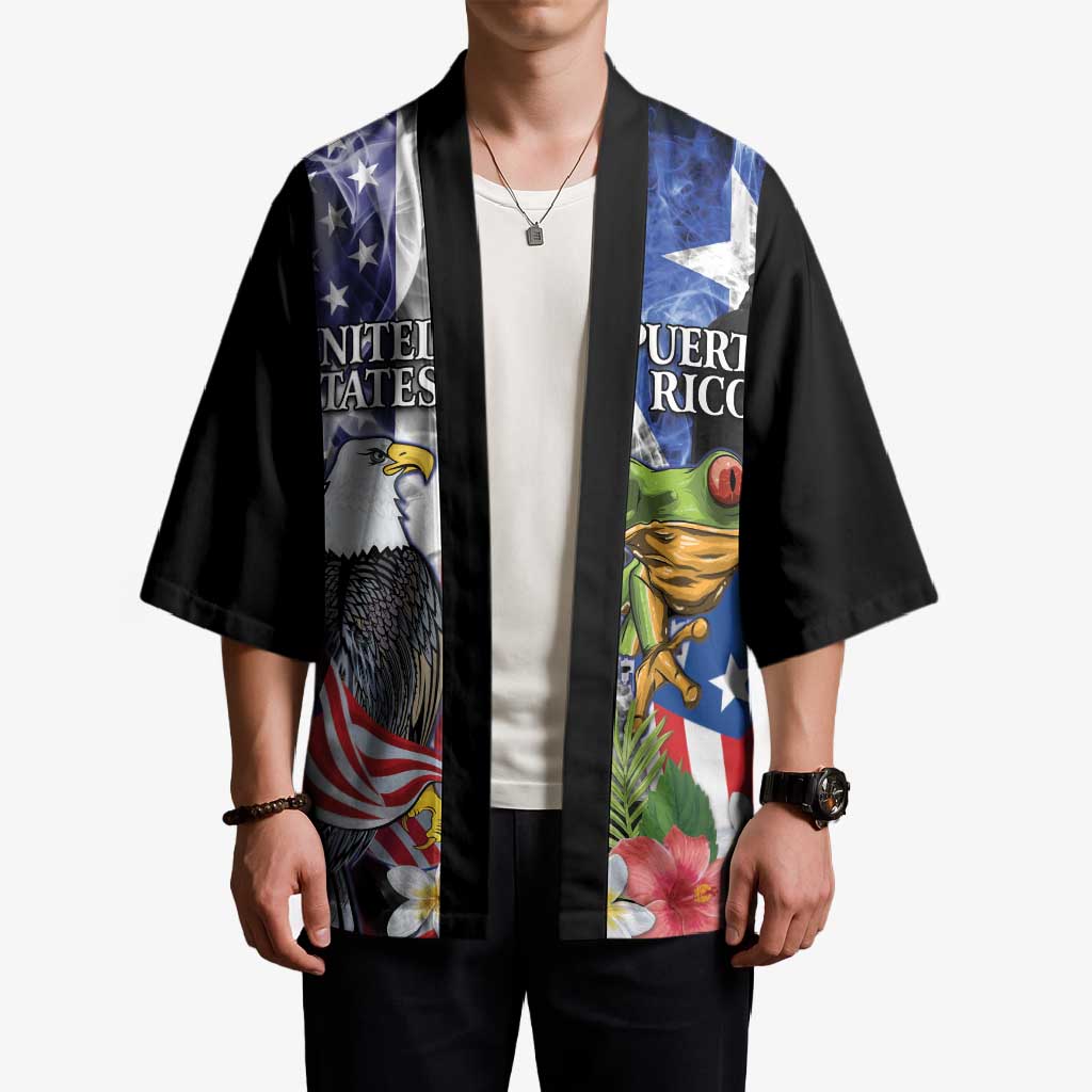 United States Puerto Rico Kimono USA Eagle Coqui Drum Tropical Flowers - Wonder Print Shop