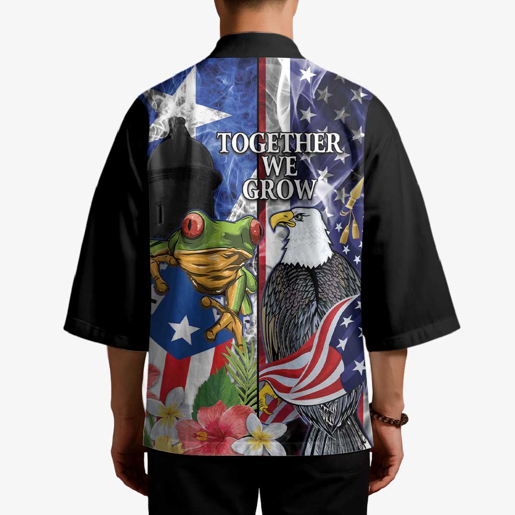 United States Puerto Rico Kimono USA Eagle Coqui Drum Tropical Flowers - Wonder Print Shop