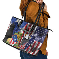 United States Puerto Rico Leather Tote Bag USA Eagle Coqui Drum Tropical Flowers - Wonder Print Shop