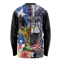 United States Puerto Rico Long Sleeve Shirt USA Eagle Coqui Drum Tropical Flowers - Wonder Print Shop