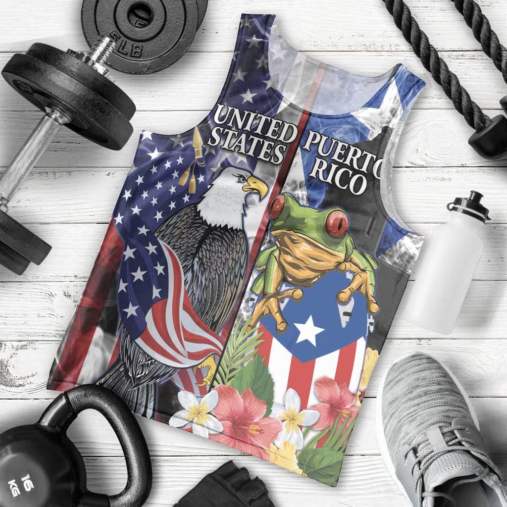 United States Puerto Rico Men Tank Top USA Eagle Coqui Drum Tropical Flowers - Wonder Print Shop