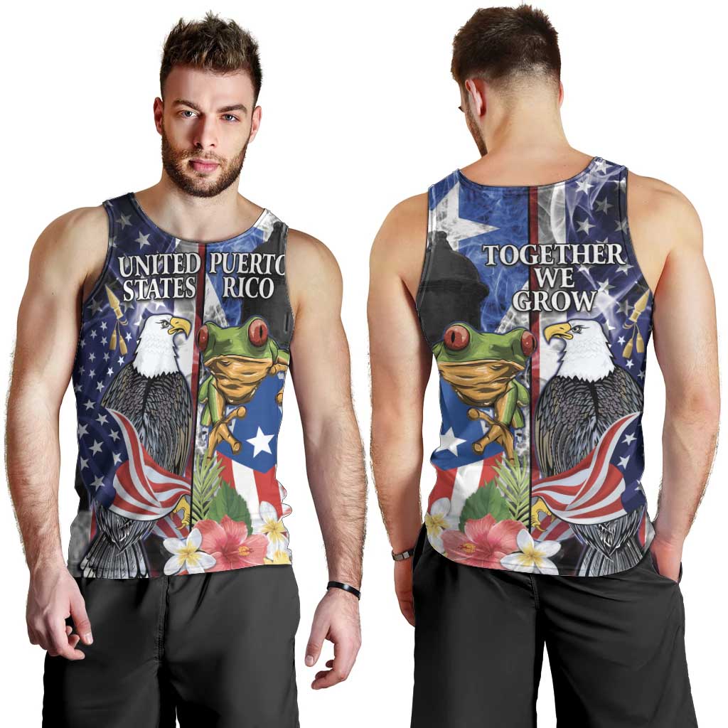 United States Puerto Rico Men Tank Top USA Eagle Coqui Drum Tropical Flowers - Wonder Print Shop