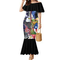 United States Puerto Rico Mermaid Dress USA Eagle Coqui Drum Tropical Flowers - Wonder Print Shop