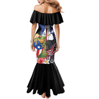 United States Puerto Rico Mermaid Dress USA Eagle Coqui Drum Tropical Flowers - Wonder Print Shop
