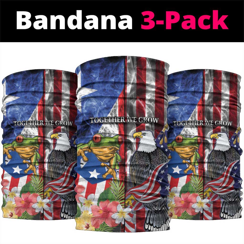 United States Puerto Rico Neck Gaiter USA Eagle Coqui Drum Tropical Flowers - Wonder Print Shop