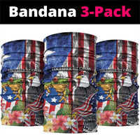 United States Puerto Rico Neck Gaiter USA Eagle Coqui Drum Tropical Flowers - Wonder Print Shop