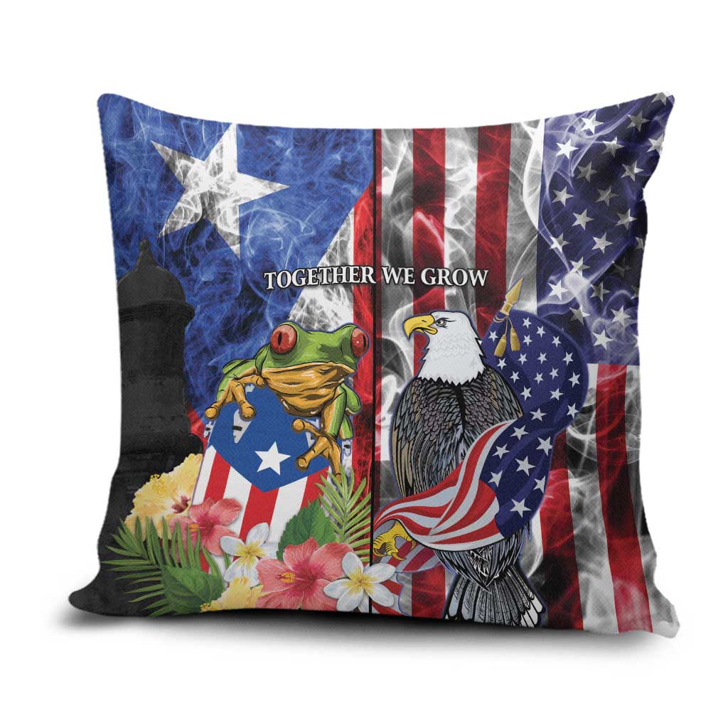 United States Puerto Rico Pillow Cover USA Eagle Coqui Drum Tropical Flowers - Wonder Print Shop