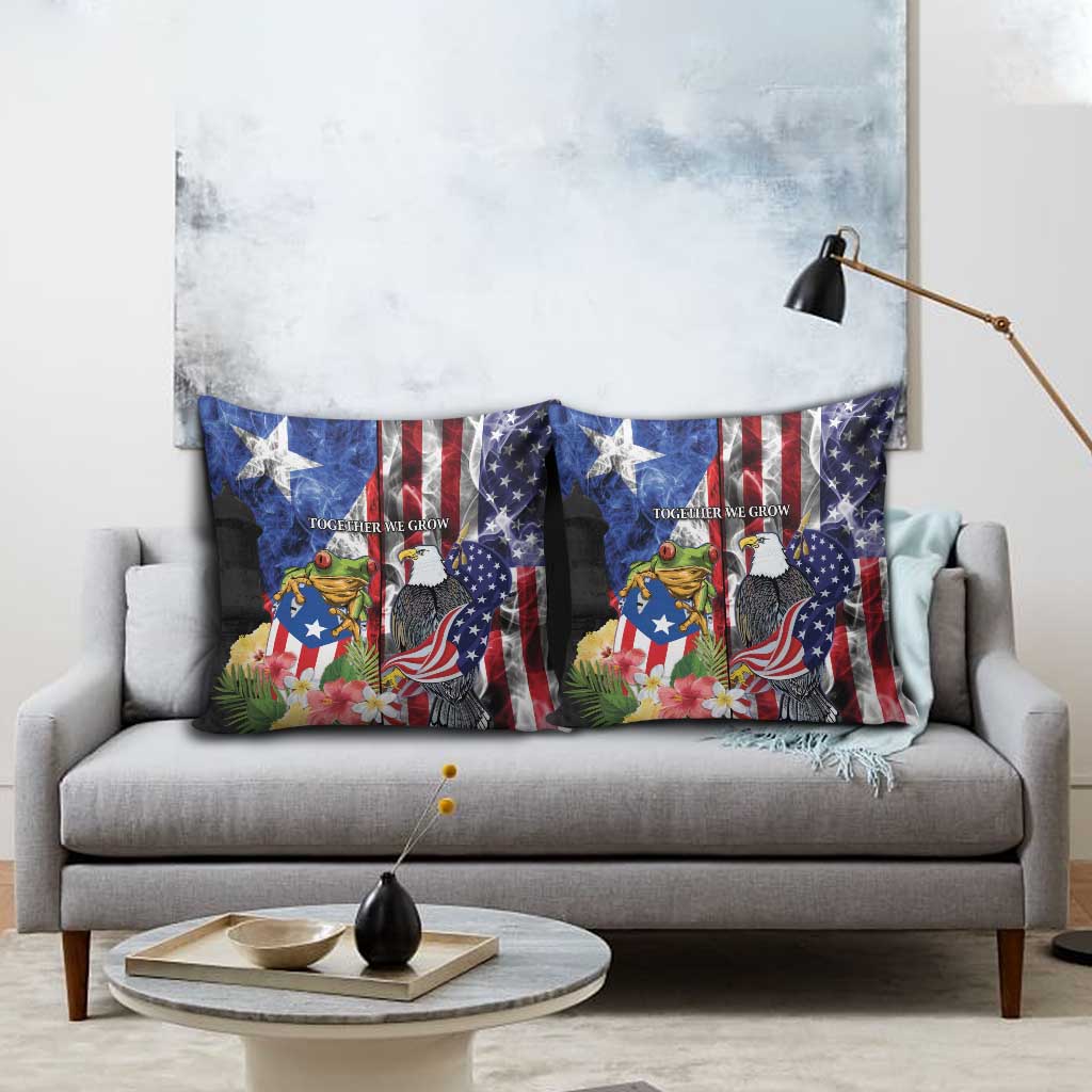 United States Puerto Rico Pillow Cover USA Eagle Coqui Drum Tropical Flowers - Wonder Print Shop