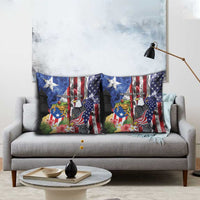 United States Puerto Rico Pillow Cover USA Eagle Coqui Drum Tropical Flowers - Wonder Print Shop