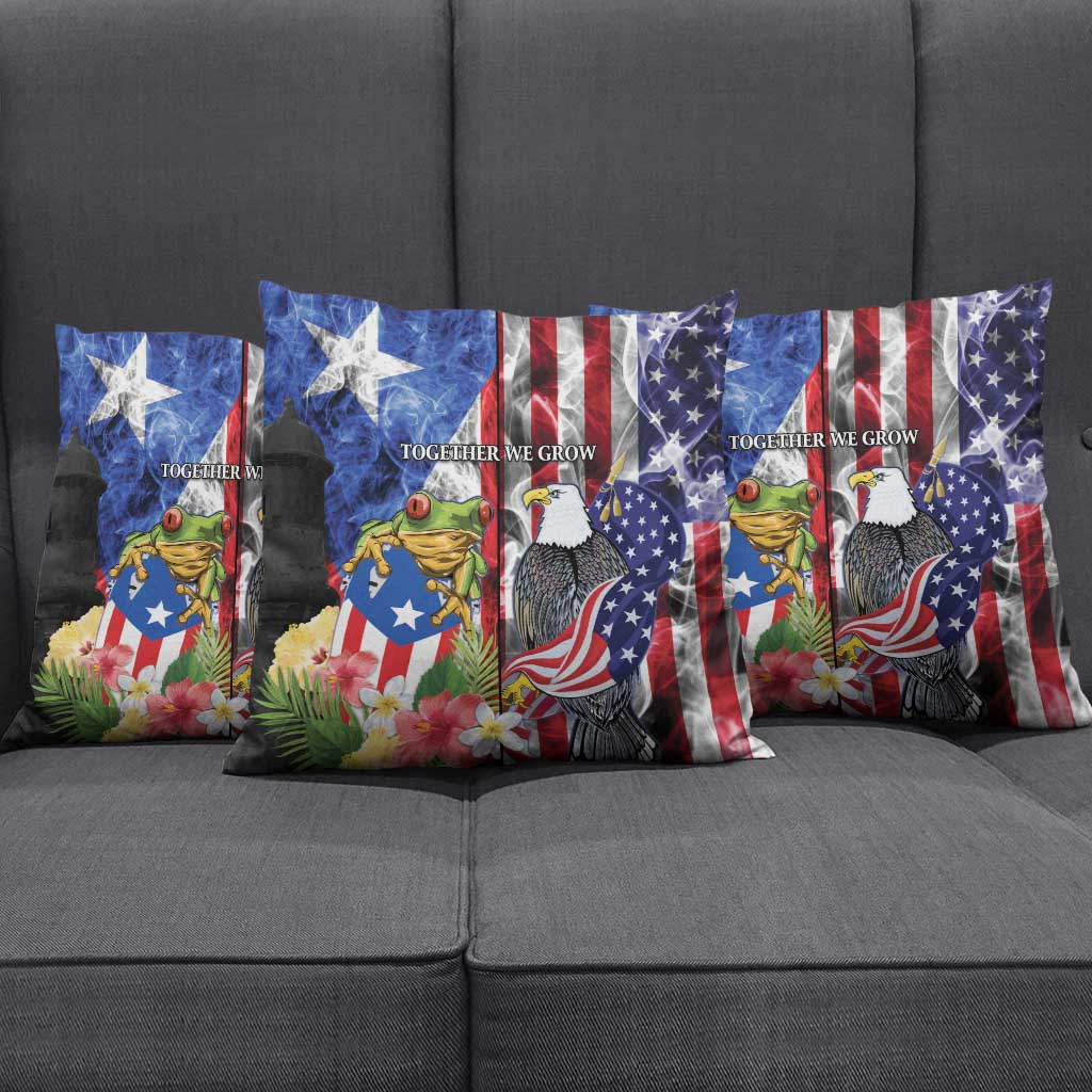 United States Puerto Rico Pillow Cover USA Eagle Coqui Drum Tropical Flowers - Wonder Print Shop
