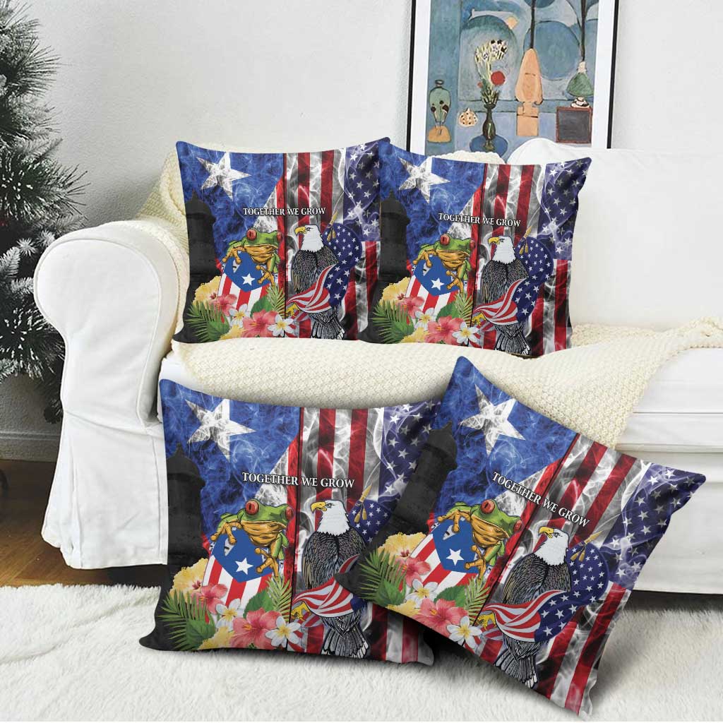 United States Puerto Rico Pillow Cover USA Eagle Coqui Drum Tropical Flowers - Wonder Print Shop
