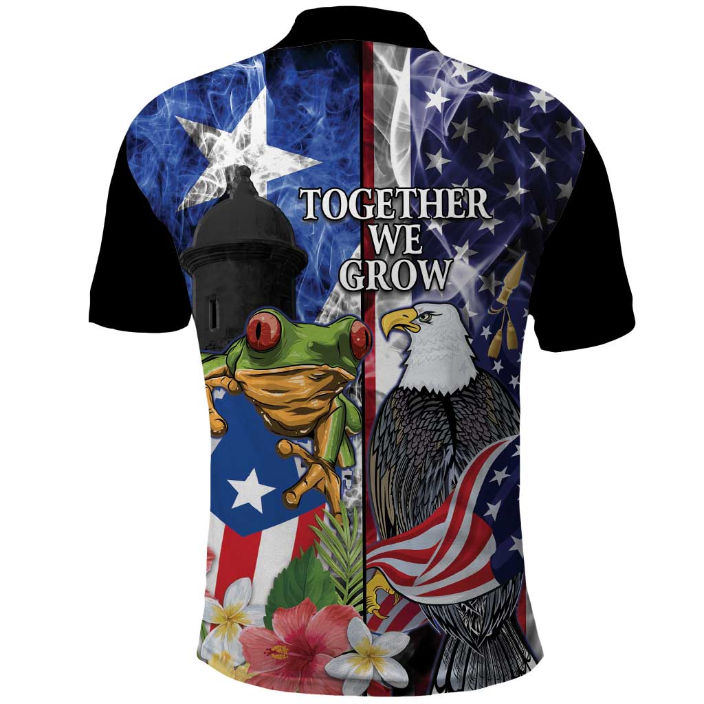 United States Puerto Rico Polo Shirt USA Eagle Coqui Drum Tropical Flowers - Wonder Print Shop
