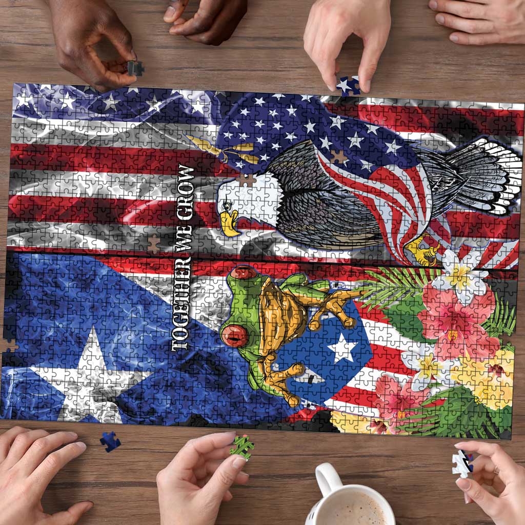 United States Puerto Rico Puzzle USA Eagle Coqui Drum Tropical Flowers - Wonder Print Shop